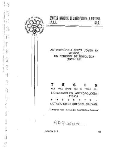 Antropología física joven en México: un periodo de búsqueda (1974-1991)