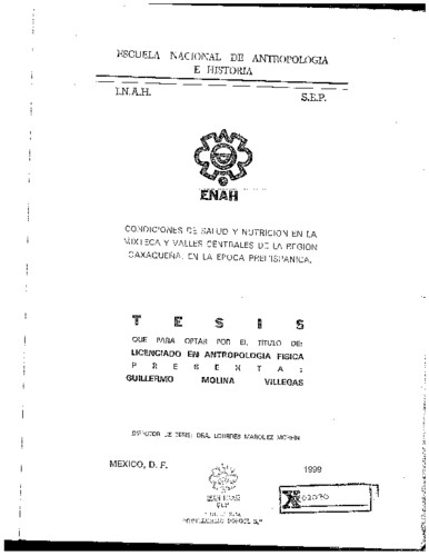 Condiciones de salud y nutrición en la Mixteca y Valles centrales de la región oaxaqueña, en la época prehispánica