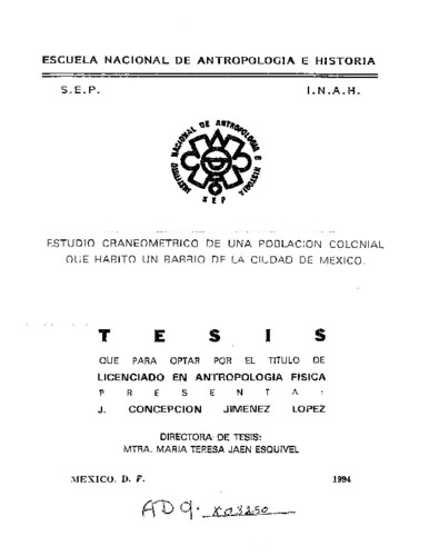 Estudio craneométrico de una población colonial que habitó un barrio de la ciudad de México