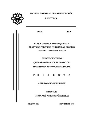 El que obedece no se equivoca. Prácticas políticas en torno al Consejo Universitario de la BUAP