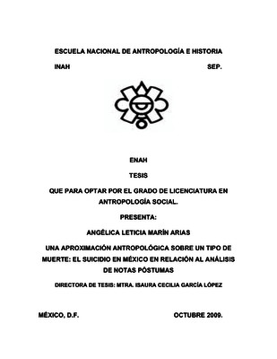 Una aproximación antropológica sobre un tipo de muerte: el suicidio en México en relación al análisis de notas póstumas