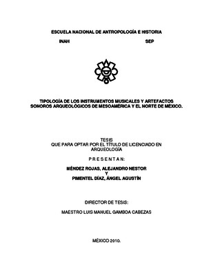 Tipología de los instrumentos musicales y artefactos sonoros arqueológicos de Mesoamérica y el norte de México