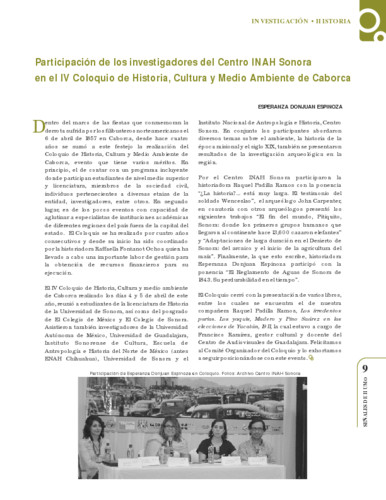 Participación de los investigadores del Centro INAH Sonora en el IV Coloquio de Historia, Cultura y Medio Ambiente de Caborca