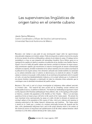 Las supervivencias lingüisticas de origen taíno en el oriente cubano