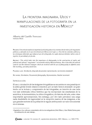 La frontera imaginaria. Usos y manipulaciones de la fotografía en la investigación histórica en México