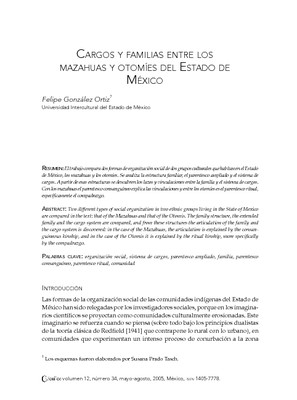 Cargos y Familias entre los Mazahuas y Otomíes del Estado de México