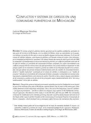 Confictos y sistema de cargos en una comunidad Purhépecha de Michoacan