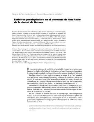 Entierros prehispánicos en el convento de San Pablo de la ciudad de Oaxaca
