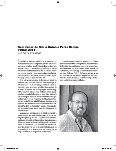 Semblanza de Mario Antonio Pérez Campa (1950-2011)