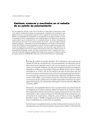 Cantona: avances y resultados en el estudio de su patrón de asentamiento