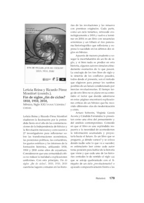 Leticia Reina y Ricardo Pérez Montfort (coords.), Fin de siglos ¿fin de ciclos? 1810, 1910, 2010, México, Siglo XXI/INAH/CIDHEM/CIESAS.