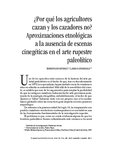 ¿Por qué los agricultores cazan y los cazadores no? Aproximaciones etnológicas a la ausencia de escenas cinegéticas en el arte rupestre paleolítico