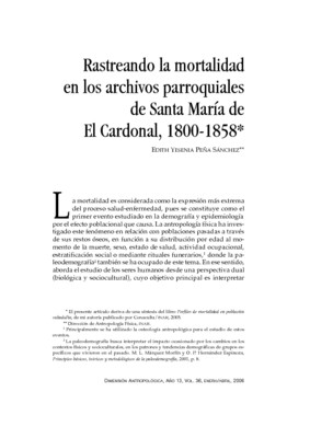 Rastreando la mortalidad en los archivos parroquiales de Santa María de El Cardonal, 1800-1858