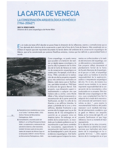 La carta de Venecia. La conservación arqueológica en México 1964-2004