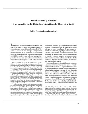 Mitohistoria y nación: a propósito de la España Primitiva de Huerta y Vega