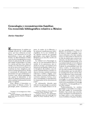 Genealogía y reconstrucción familiar. Un recorrido bibliográfico relativo a México