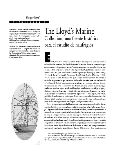 The Lloyd´s Marine Collection, una fuente histórica para el estudio de naufragios.