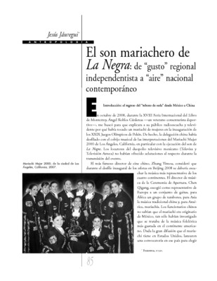 El son mariachero de La Negra: de "gusto" regional independentista a "aire" nacional contemporáneo