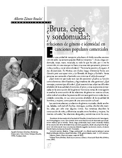 ¿Bruta, ciega y sordomuda?: relaciones de género e identidad en canciones populares