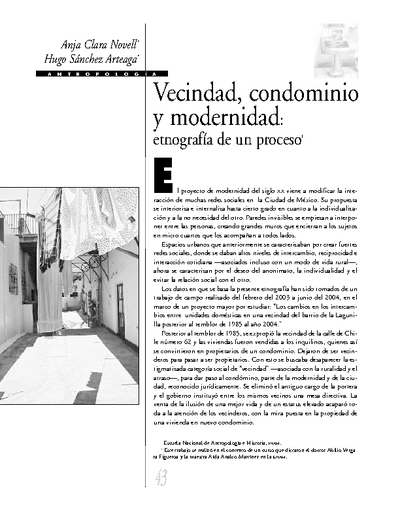 Vecindad, condominio y modernidad: etnografía de un proceso
