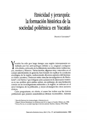 Etnicidad y jerarquía: la formación histórica de la sociedad poliétnica en Yucatán