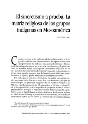 El sincretismo a prueba. La matriz religiosa de los grupos indígenas en Mesoamérica