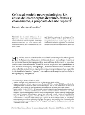 Crítica al modelo neuropsicológico. Un abuso de los conceptos de trance, éxtasis y chamanismo, a propósito del arte rupestre