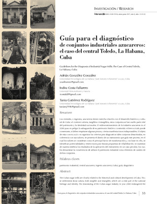 Guía para el diagnóstico de conjuntos industriales azucareros: el caso del central Toledo, La Habana, Cuba