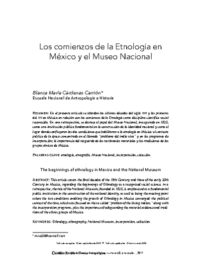 Los comienzos de la etnología en México y el Museo Nacional
