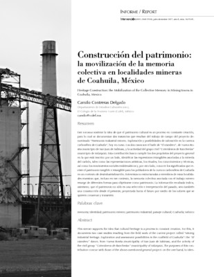 Construcción del patrimonio: la movilización de la memoria colectiva en localidades mineras de Coahuila, México