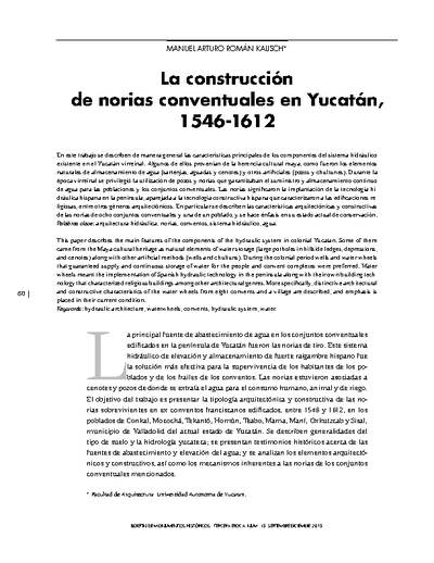 La construcción de norias conventuales en Yucatán, 1546-1612