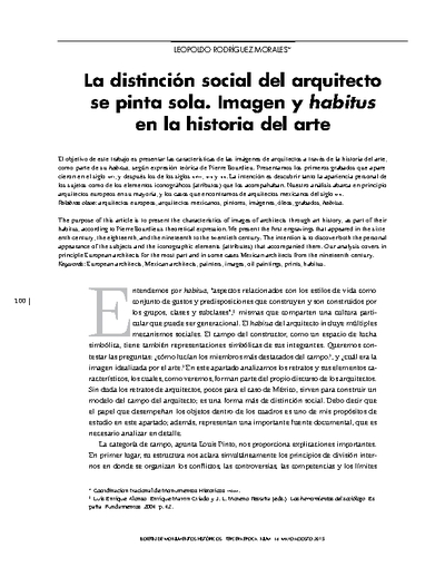 La distinción social del arquitecto se pinta sola. Imagen y habitus en la historia del arte