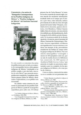 Comentario a las series de “Etnografía Contemporánea de los Pueblos Indígenas de México” y “Pueblos indígenas de México”, del Instituto Nacional Indigenista.