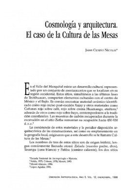 Cosmología y arquitectura. El caso de la Cultura de las Mesas