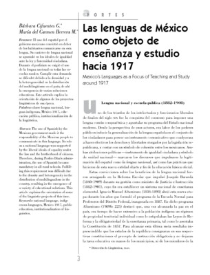 Las lenguas de México como objeto de enseñanza y estudio hacia 1917