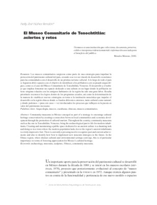 El museo Comunitario de Tenochtitlán: aciertos y retos