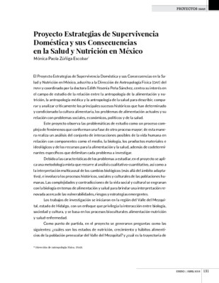 Proyecto Estrategias de Supervivencia Doméstica y sus Consecuencias en la Salud y Nutrición en México