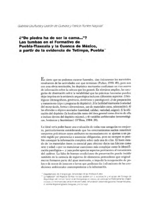 ¿"De piedra ha de ser la cama..."? Las tumbas en el Formativo de Puebla-Tlaxcala y la Cuenca de México, a partir de la evidencia de Tetimpa, Puebla.