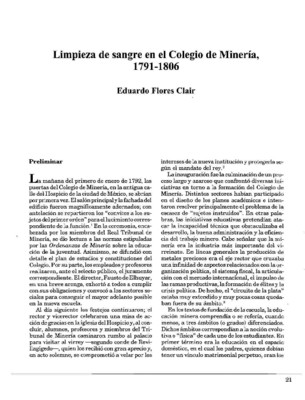 Limpieza de sangre en el Colegio de Minería, 1791-1806 