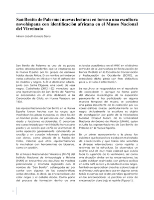 San Benito de Palermo: nuevas lecturas en torno a una escultura novohispana con identificación africana en el Museo Nacional del Virreinato