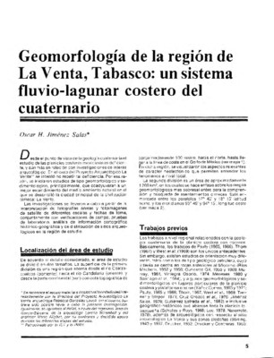 Geomorfología de la región de La Venta, Tabasco: un sistema fluvio-lagunar costero del cuaternario