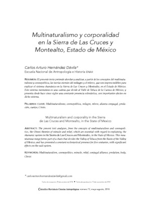 Multinaturalismo y corporalidad en la Sierra de Las Cruces y Montealto, Estado de México