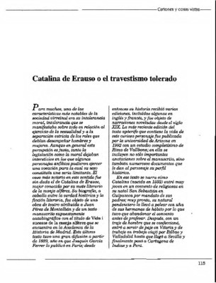 Catalina de Erauso o el travestismo tolerado
