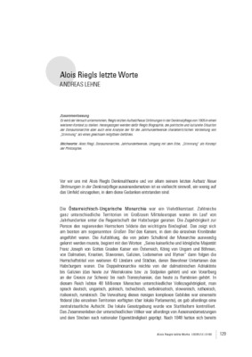 Alois Riegls letzte Worte