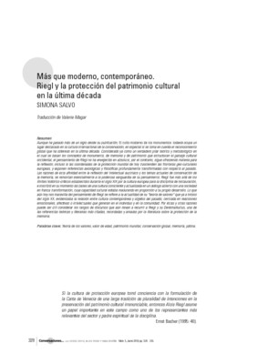 Más que moderno, contemporáneo. Riegl y la protección del patrimonio cultural en la última década