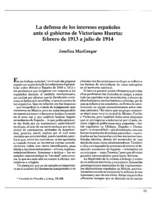 La defensa de los intereses españoles ante el gobierno de Victoriano Huerta: febrero de 1913 a julio de 1914