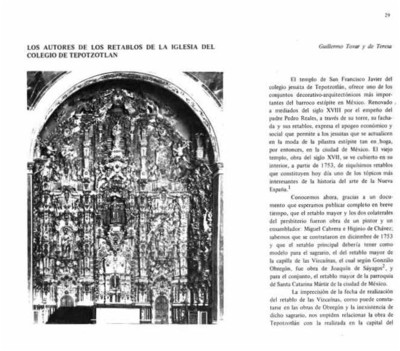 Los autores de los retablos de la iglesia del Colegio de Tepotzotlán