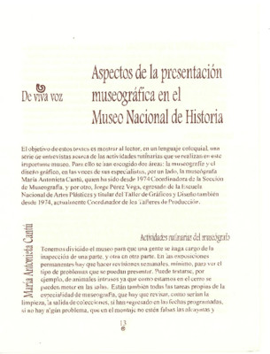 Aspectos de la presentación museográfica en el Museo Nacional de Historia