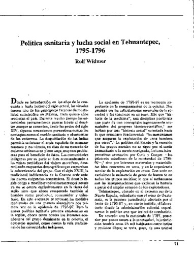 Política sanitaria y lucha social en Tehuantepec, 1795-1796