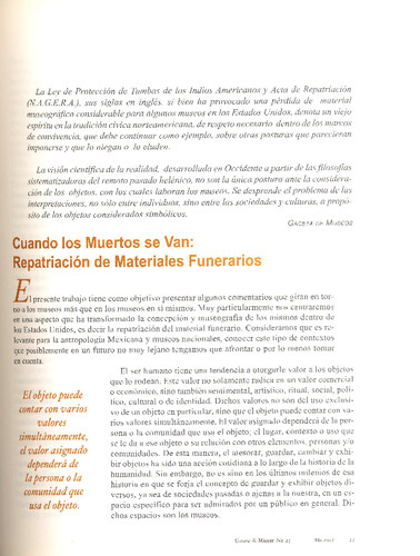 Cuando los muertos se van: Repatriación de Materiales Funerarios